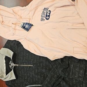 BUNDLE Vintagw PINK Victoria's Secret Black Pullover and Light Pink Hoodie